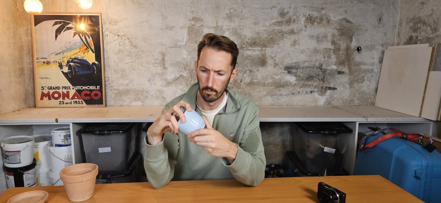 Adam working on a pottery project